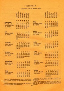 Jehovah's Witness 1935 Calendar